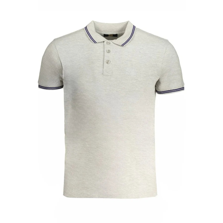 Cavalli Class Grigio Cotton Men Polo Shirt