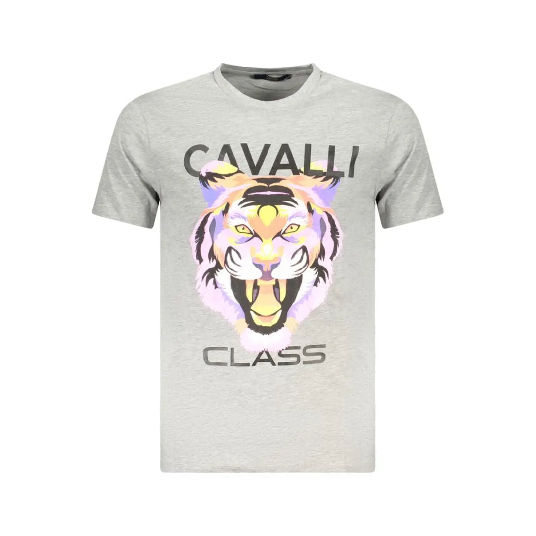 Cavalli Class Grigio Cotton Men T-shirt
