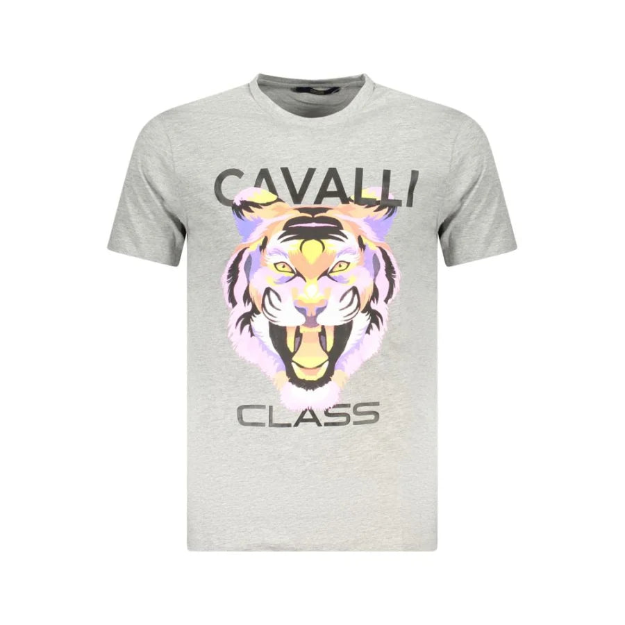 Cavalli Class Grigio Cotton Men T-Shirt