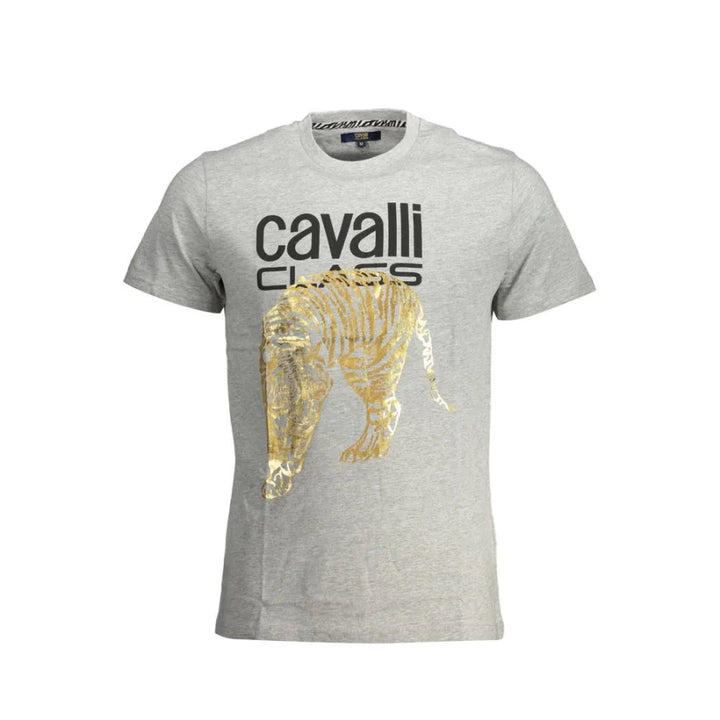Cavalli Class Grigio Cotton Men T-Shirt