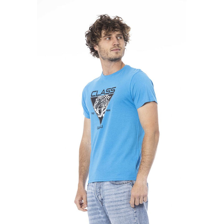 Cavalli Class Light Blue Cotton Men T-shirt