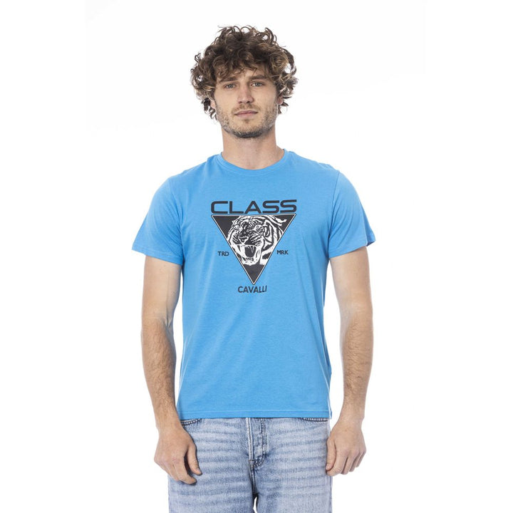 Cavalli Class Light Blue Cotton Men T-shirt