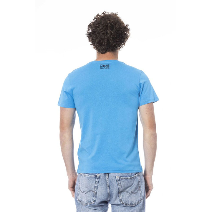 Cavalli Class Light Blue Cotton Men T-shirt