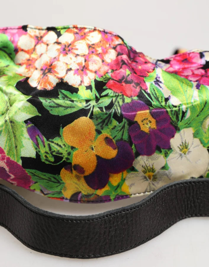 Cavalli Class Multicolor Floral Wide Waist Gold Metal Buckle Cintura Belt