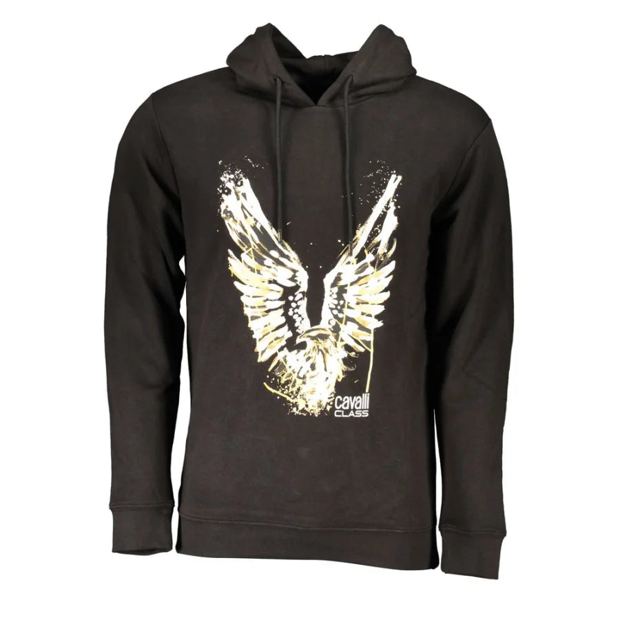 Cavalli Class ’Nero Cotton Men Hoodie’