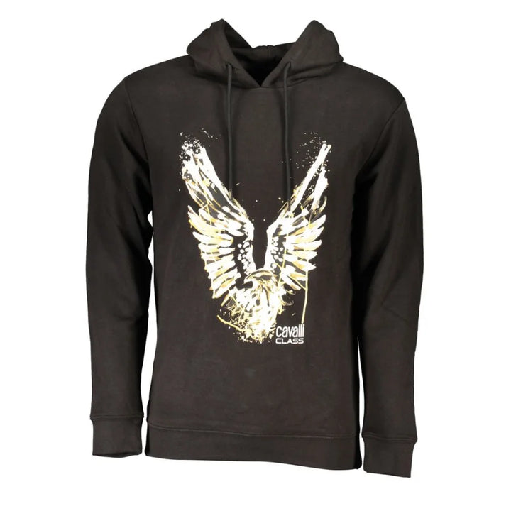Cavalli Class ’Nero Cotton Men Hoodie’