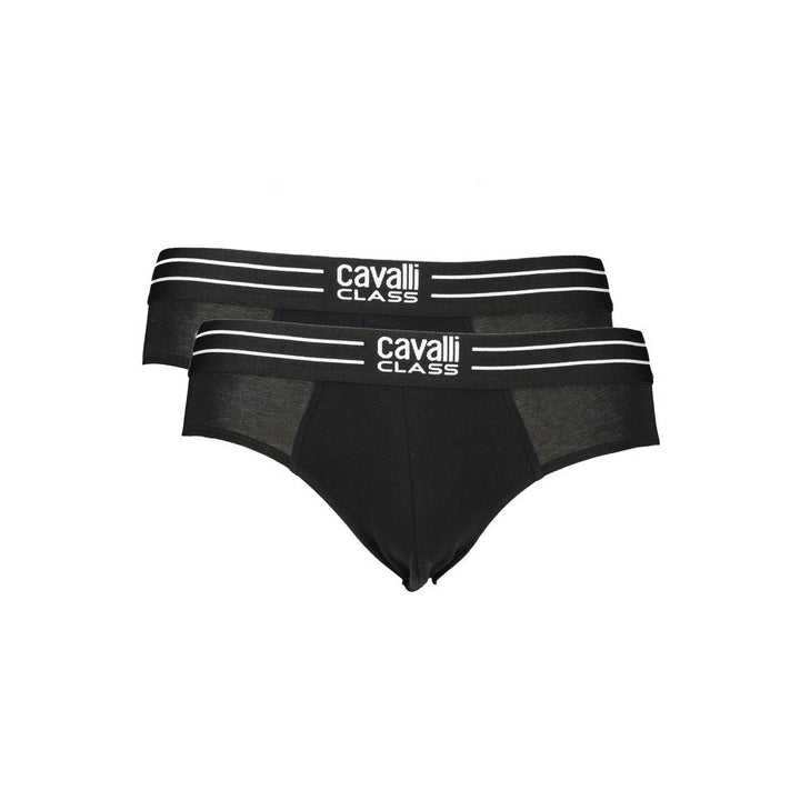Cavalli Class Nero Cotton Men’s Underwear Slip