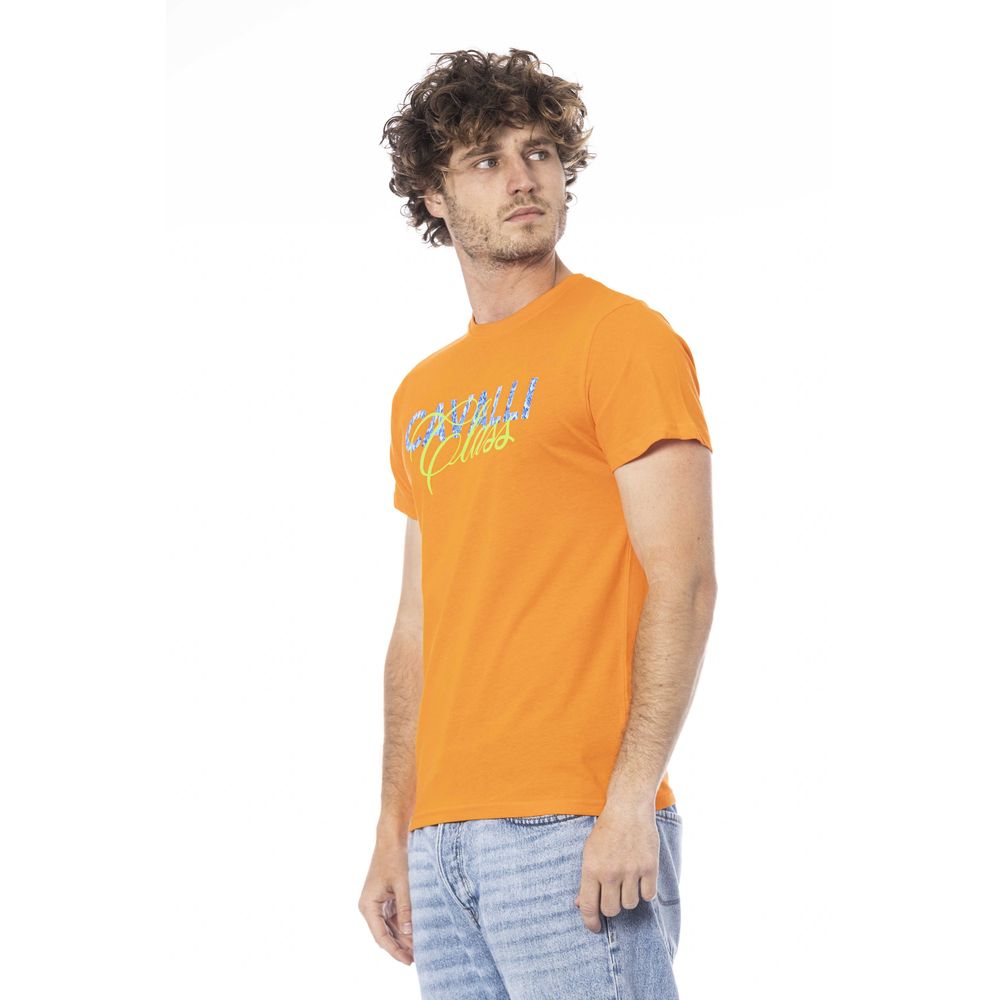 Cavalli Class Orange Cotton Men T-shirt