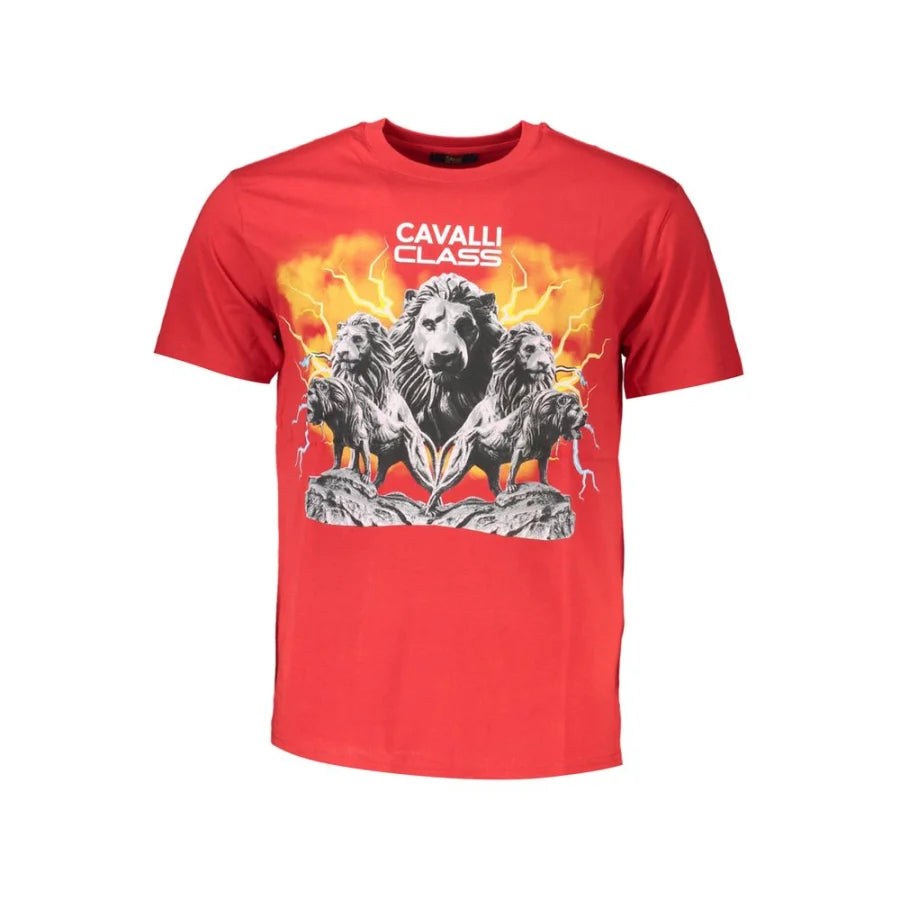 Cavalli Class Red Cotton Men’s T-Shirt