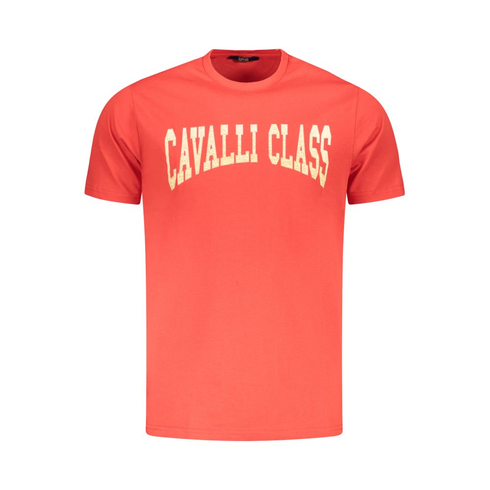 Cavalli Class Rosso Cotton Men T-shirt