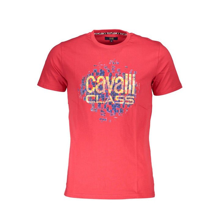 Cavalli Class Rosso Cotton Men T-shirt