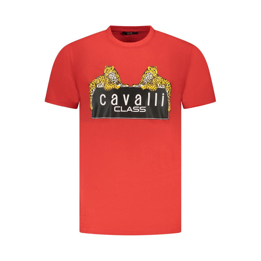 Cavalli Class Rosso Cotton Men T-shirt