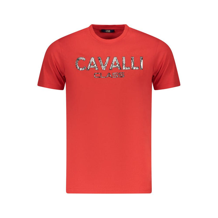 Cavalli Class Rosso Cotton Men T-shirt