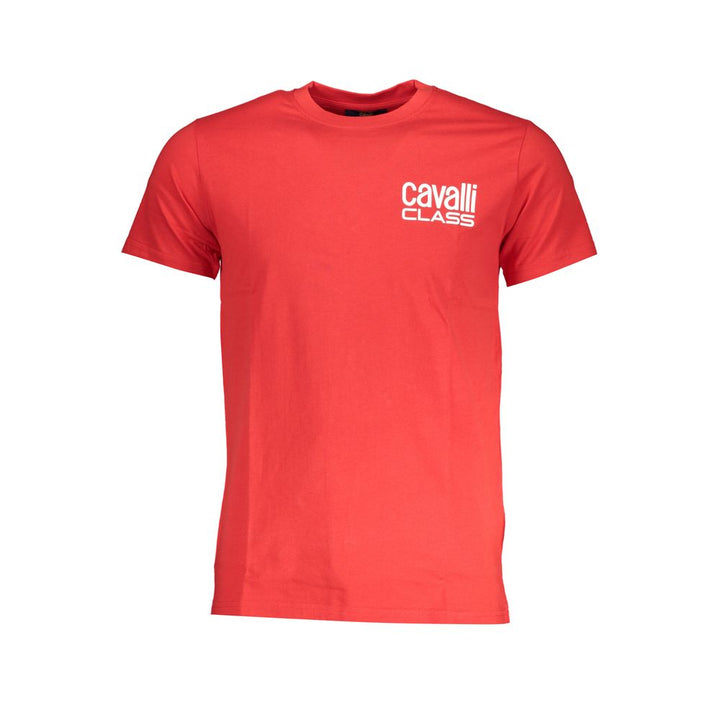 Cavalli Class Rosso Cotton Men T-shirt