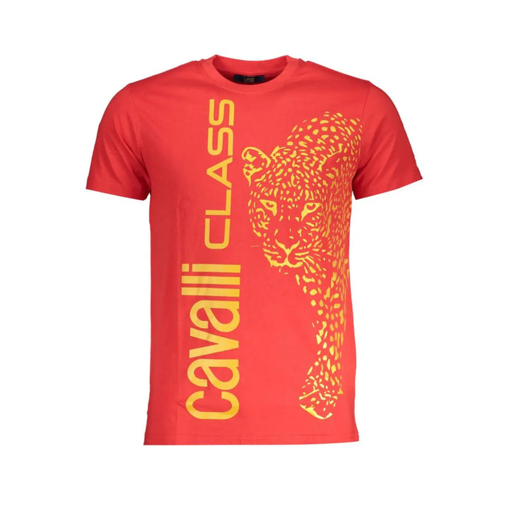 Cavalli Class Rosso Cotton Men T-shirt