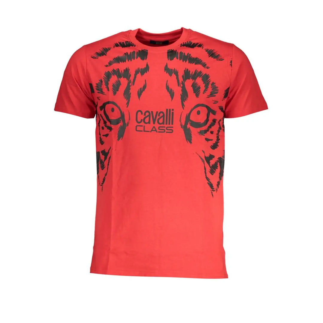 Cavalli Class Rosso Cotton Men T-shirt