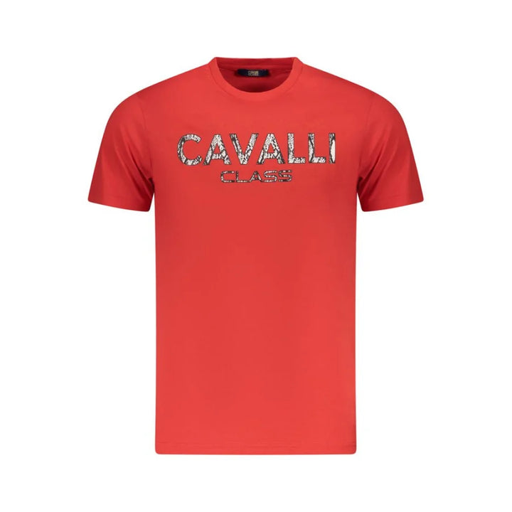 Cavalli Class Rosso Cotton Men T-Shirt