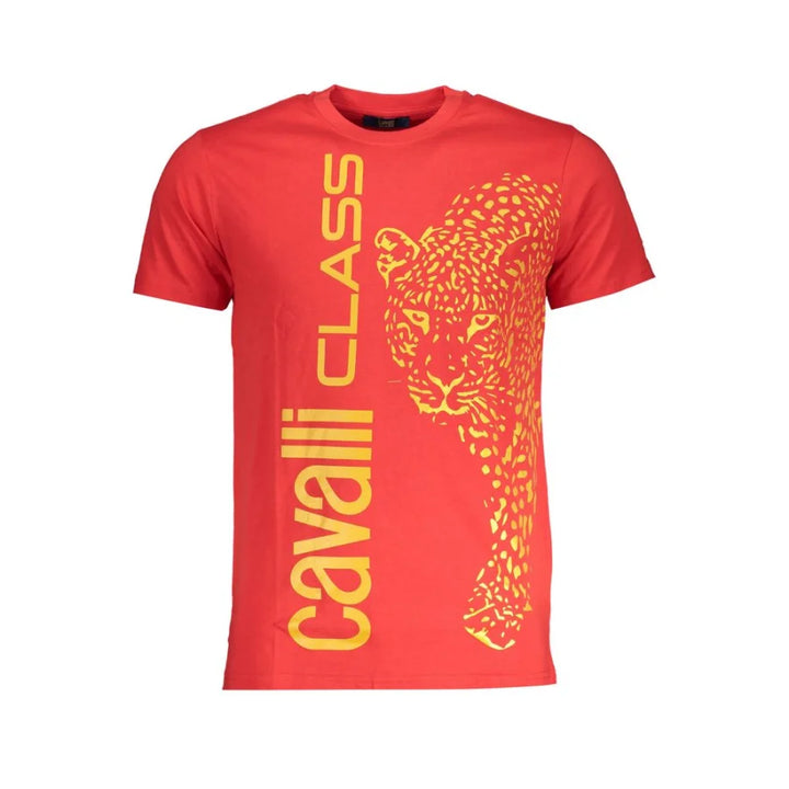 Cavalli Class Rosso Cotton Men T-Shirt