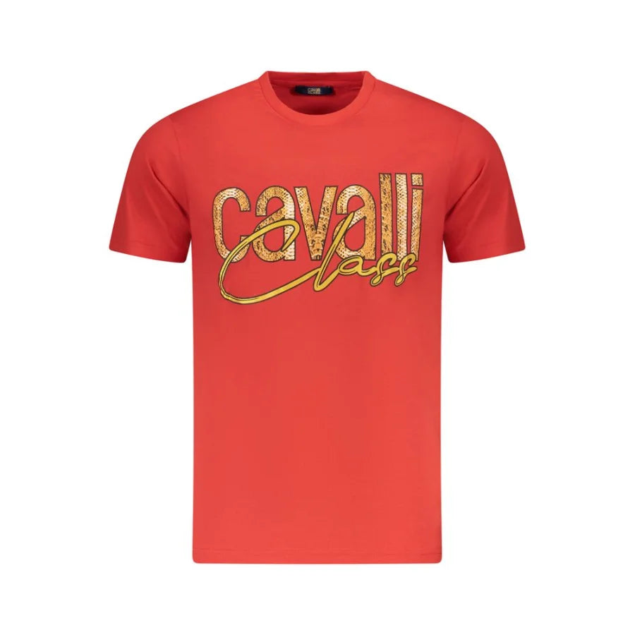 Cavalli Class Rosso Cotton Men T-Shirt