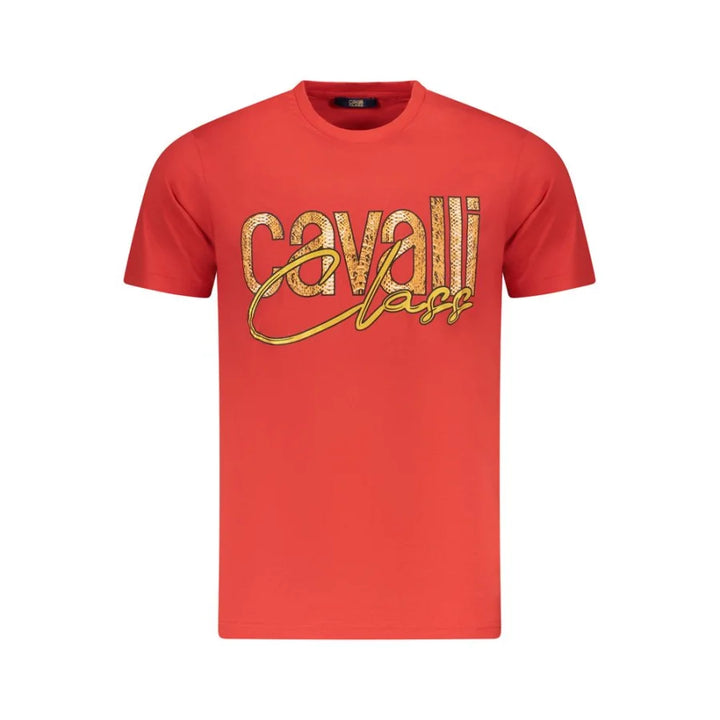 Cavalli Class Rosso Cotton Men T-Shirt