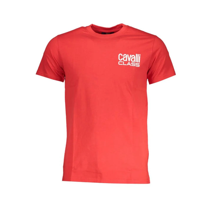 Cavalli Class Rosso Cotton Men T-Shirt