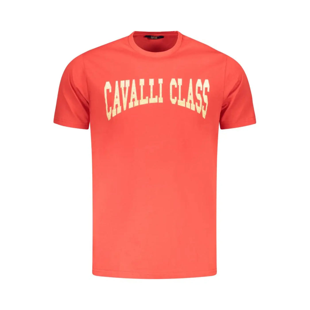 Cavalli Class Rosso Cotton Men T-Shirt