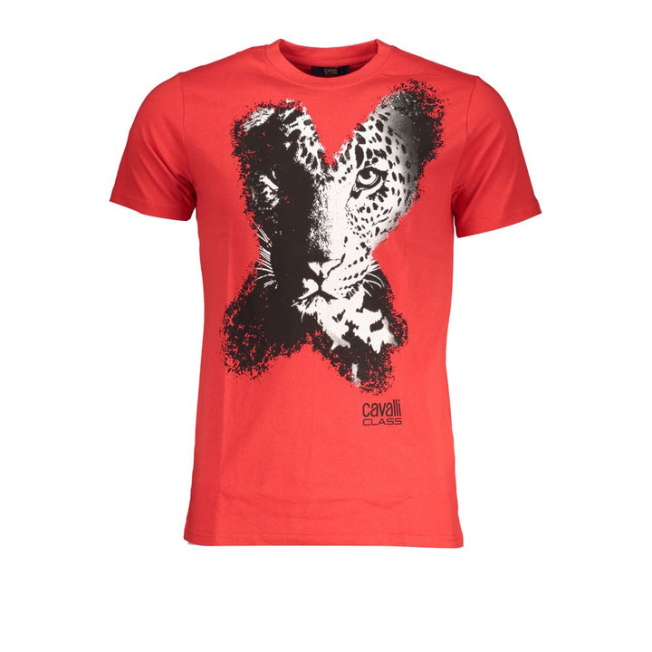 Cavalli Class Rosso Cotton Mens T-shirt