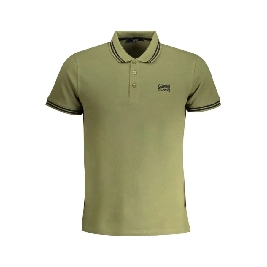 Cavalli Class Verde Cotton Men Polo Shirt
