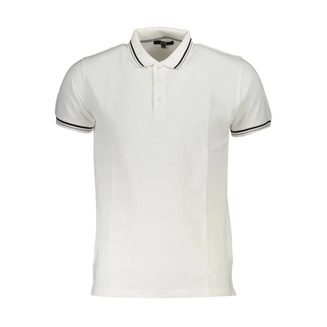 Cavalli Class White Cotton Men Polo Shirt