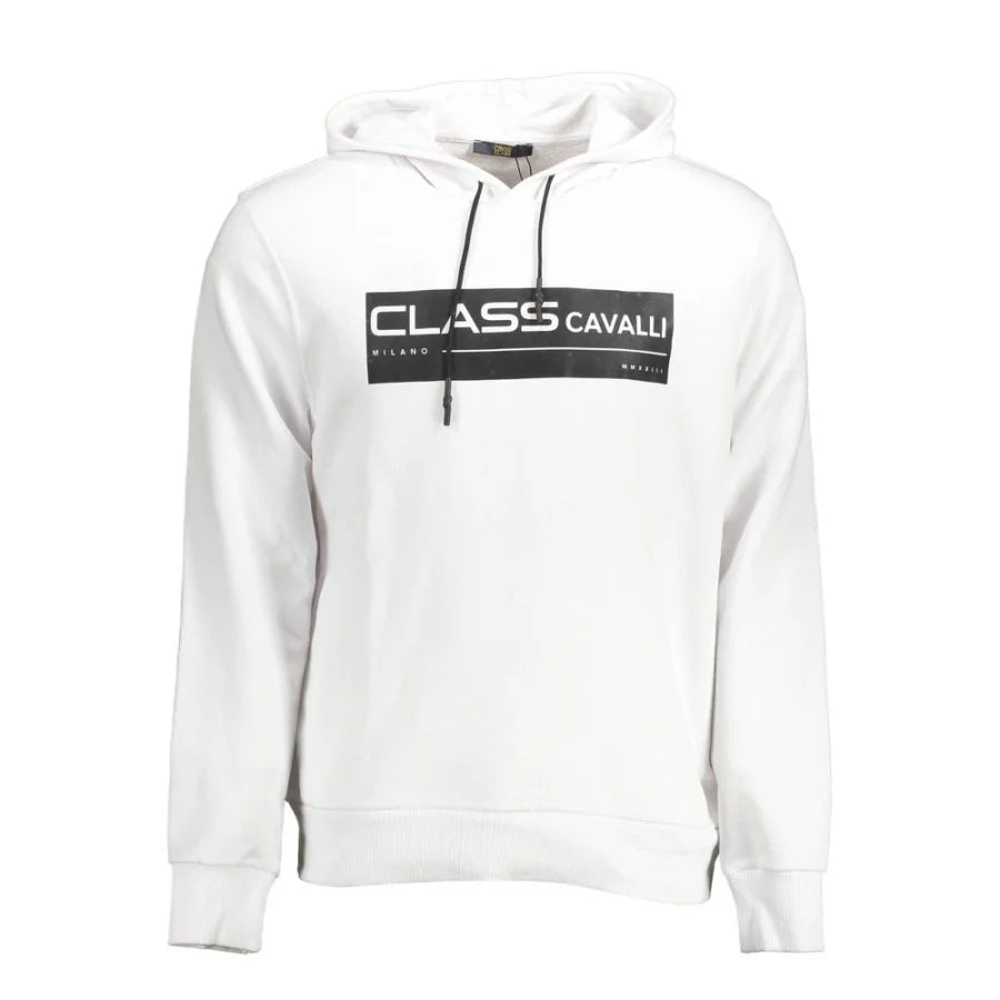 Cavalli Class White Cotton Men Sweatshirt