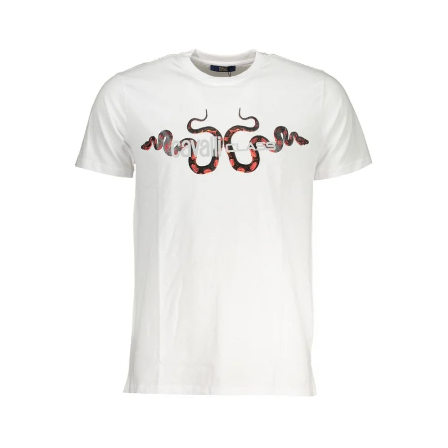 Cavalli Class White Cotton Men T-Shirt