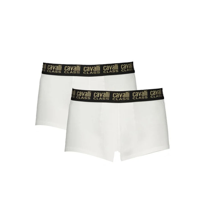 Cavalli Class White Cotton Men’s Boxer Briefs