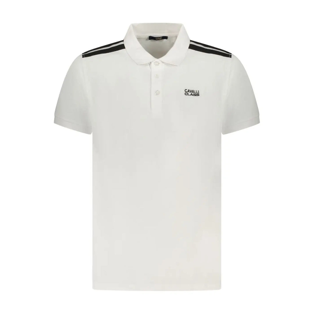 Cavalli Class White Cotton Mens Polo Shirt