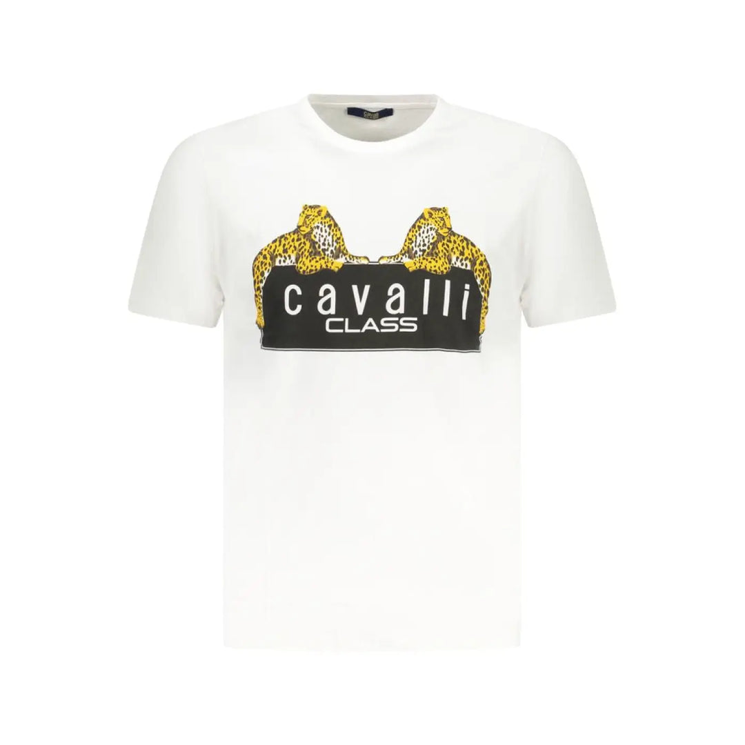 Cavalli Class White Cotton Men’s T-shirt