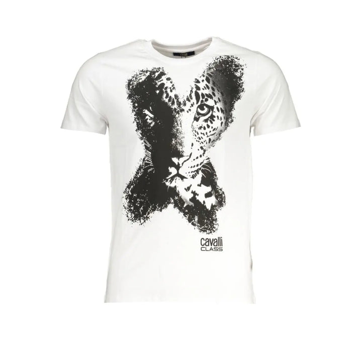 Cavalli Class White Cotton Men’s T-shirt
