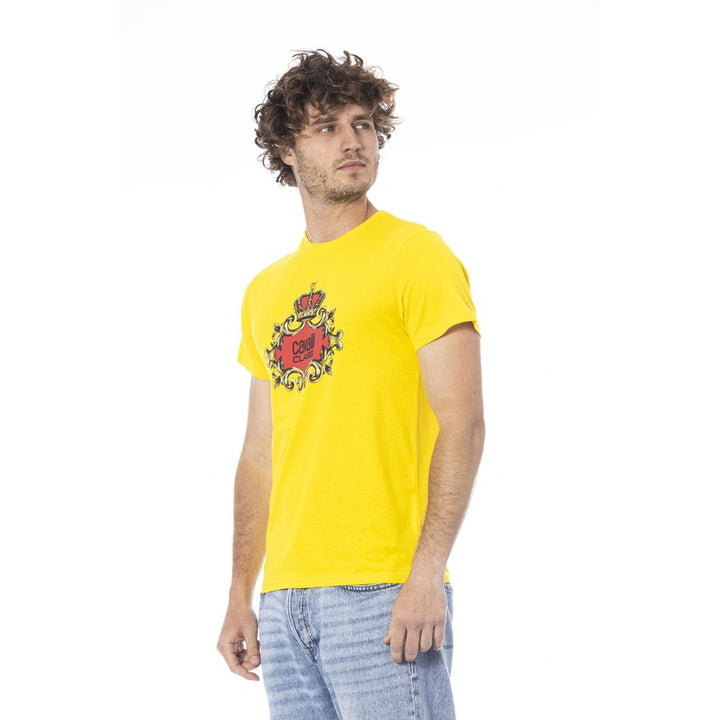 Cavalli Class Yellow Cotton Men T-shirt