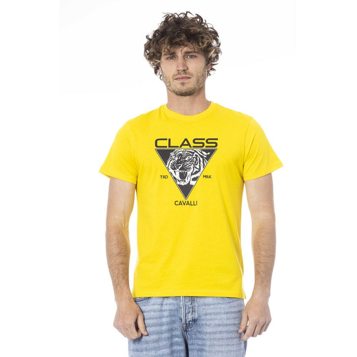 Cavalli Class Yellow Cotton Men T-shirt