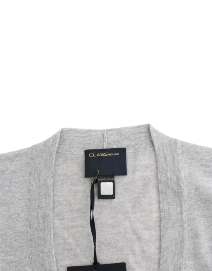 Cavalli Gray cropped wool cardigan