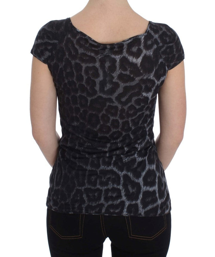 Cavalli - Gray Leopard Modal T-Shirt Blouse Top