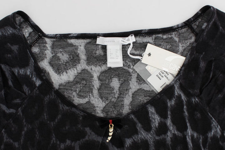 Cavalli - Gray Leopard Modal T-Shirt Blouse Top