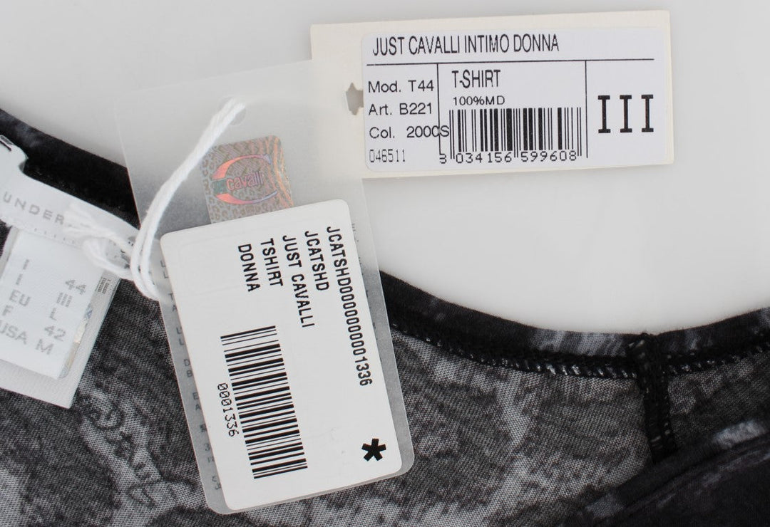 Cavalli - Gray Leopard Modal T-Shirt Blouse Top