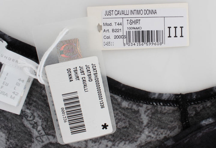 Cavalli - Gray Leopard Modal T-Shirt Blouse Top