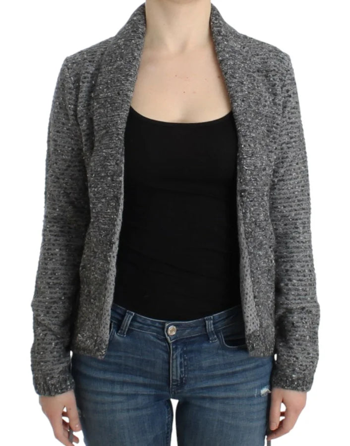 Cavalli Gray wool knitted cardigan