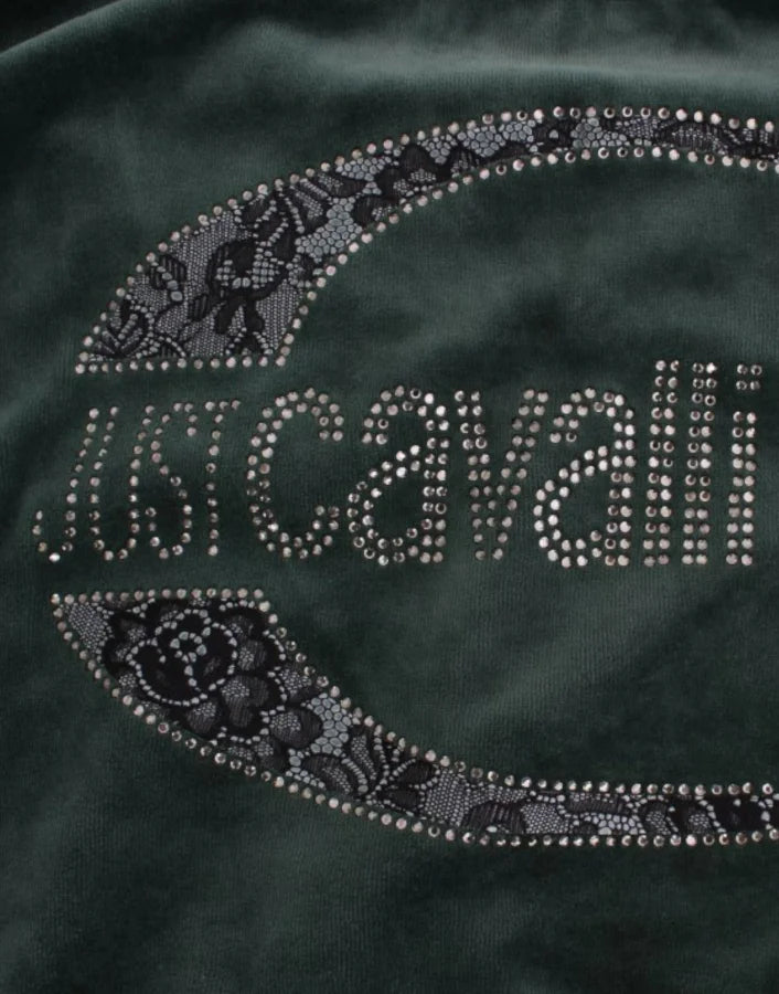 Cavalli Green velvet cotton sweater