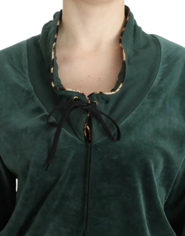 Cavalli Green velvet cotton sweater