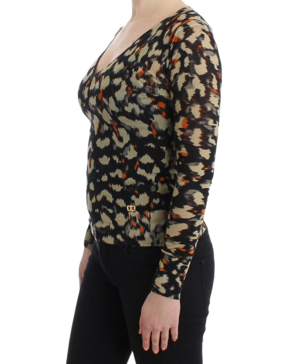 Cavalli Sweaters - Women’s Multicolor V-neck Wool Jumper