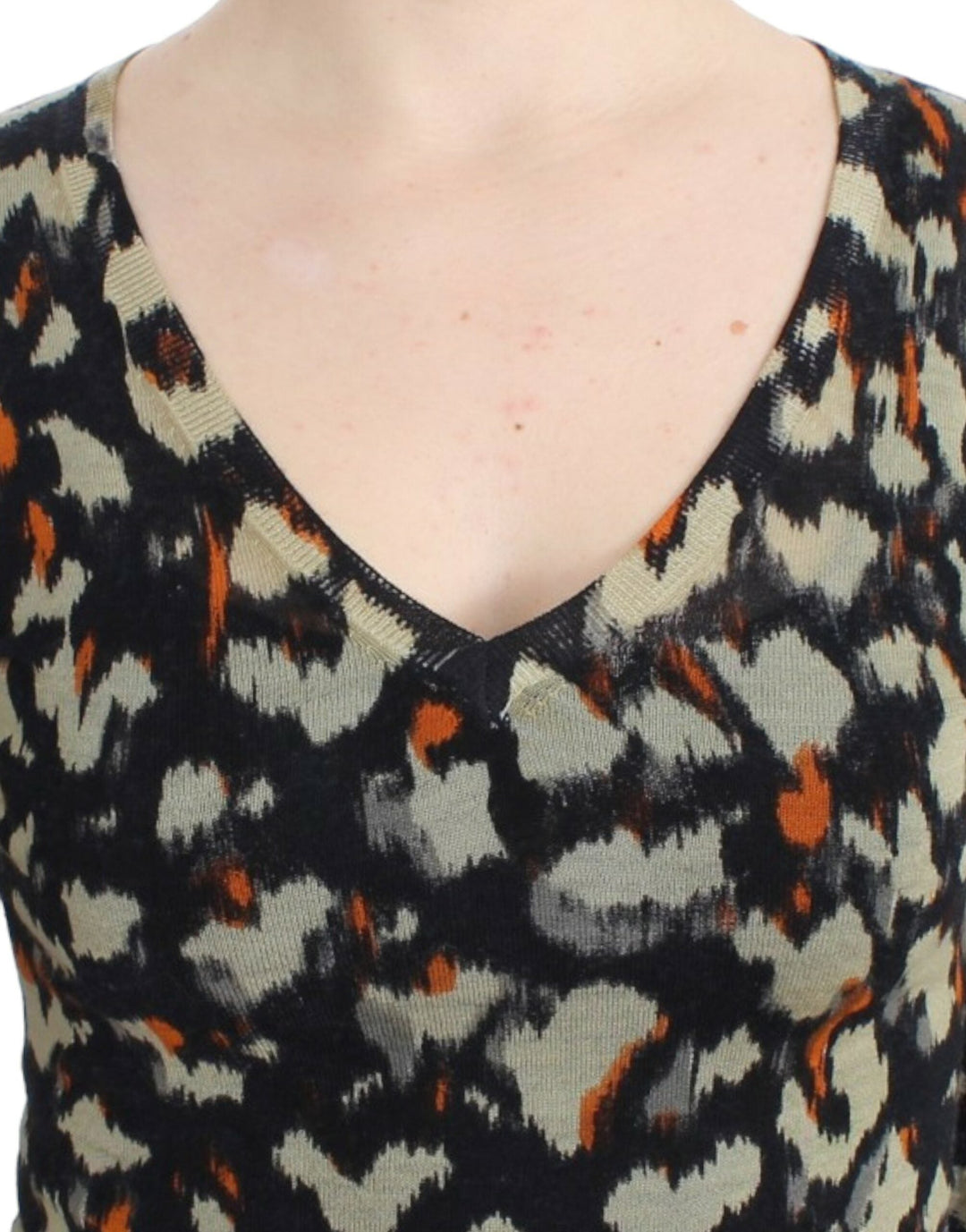 Cavalli Sweaters - Women’s Multicolor V-neck Wool Jumper