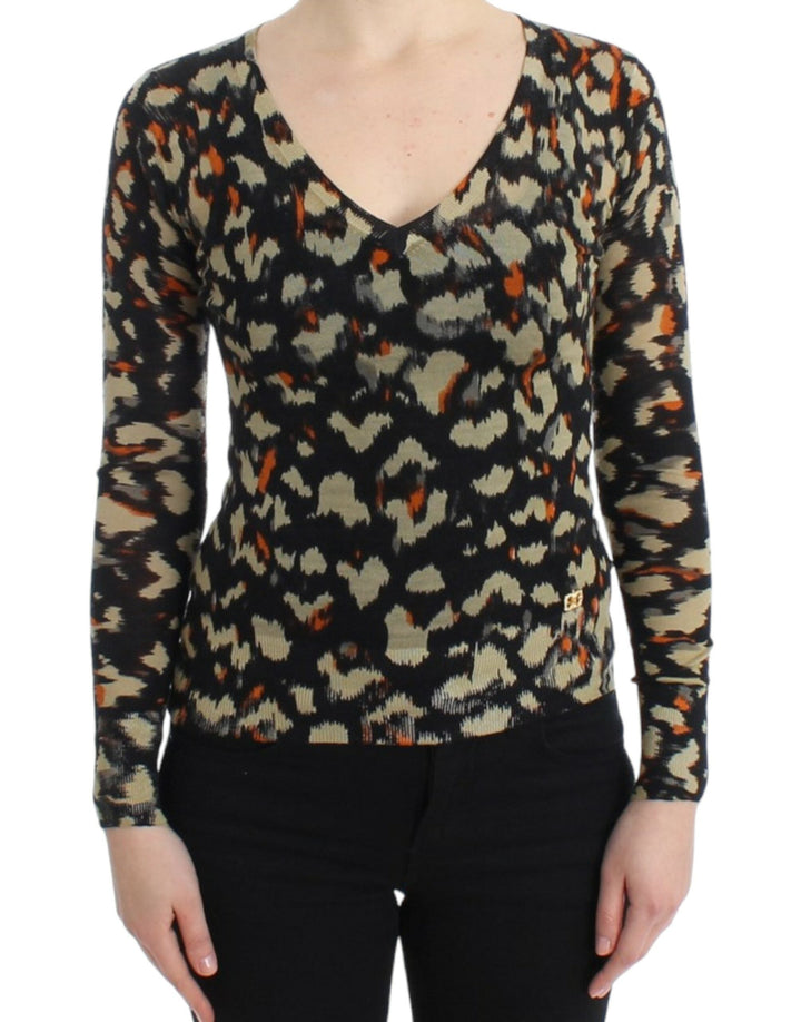 Cavalli Sweaters - Women’s Multicolor V-neck Wool Jumper