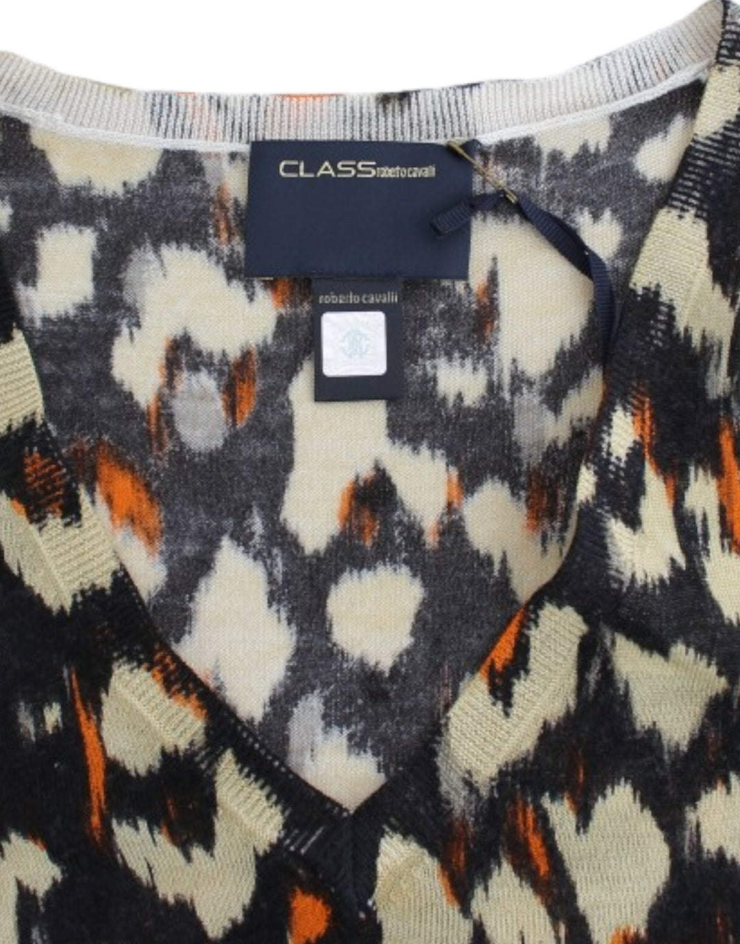 Cavalli Sweaters - Women’s Multicolor V-neck Wool Jumper