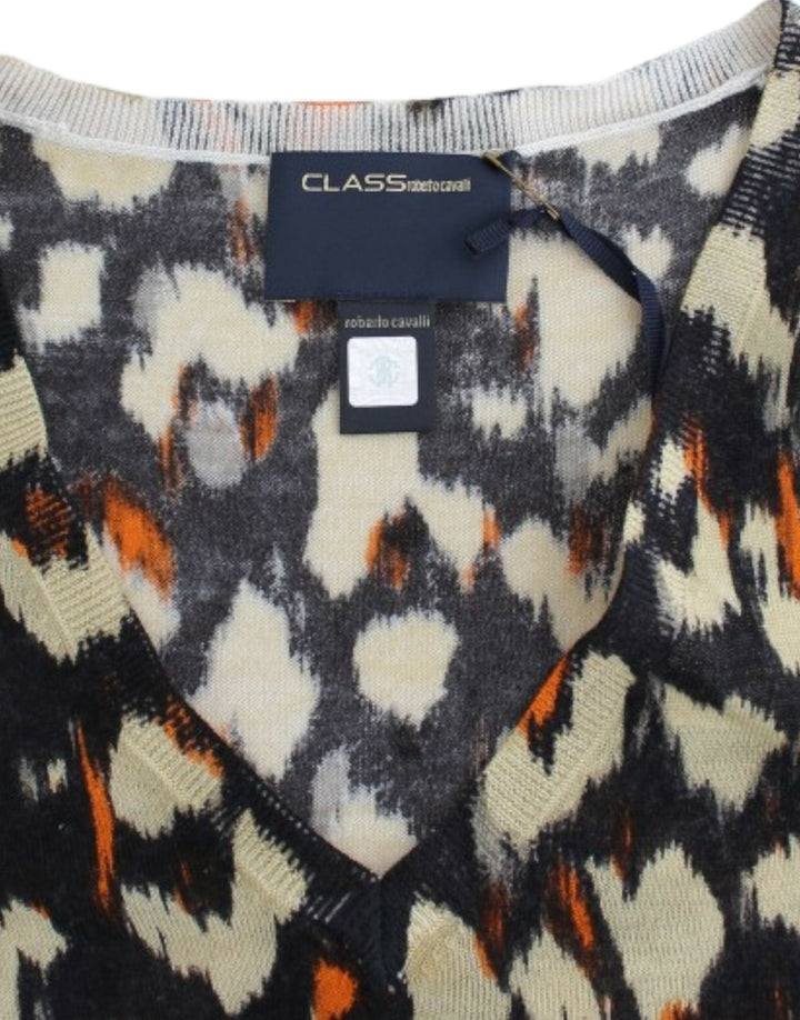Cavalli Sweaters - Women’s Multicolor V-neck Wool Jumper